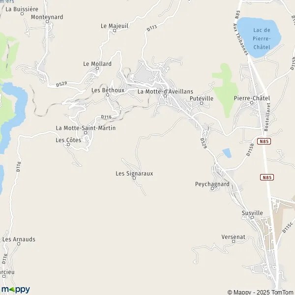 Plan La Motted'Aveillans carte de La Motted'Aveillans (38770) et